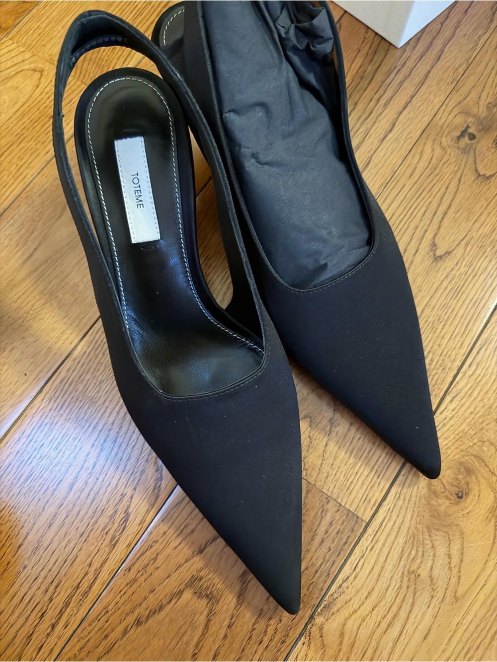 Toteme Black Pointed Slingback Heels - Picture 6 of 7